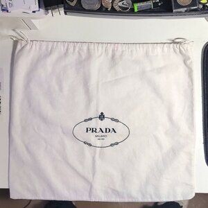 Prada Cotton Drawstring Dustbag with Logo, Authentic, Vintage